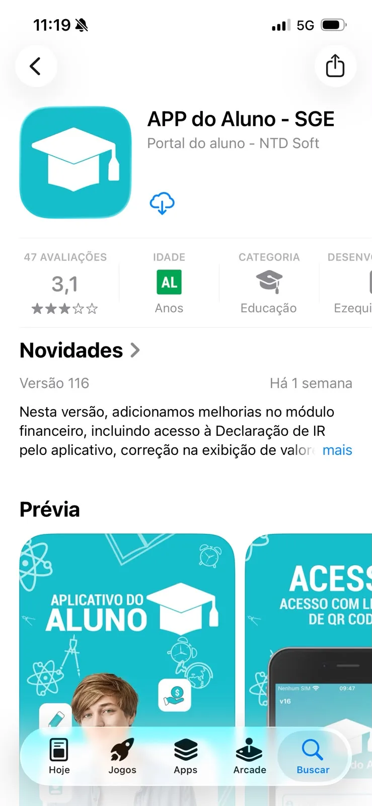 Identificação do aplicativo Portal do Aluno — NTD na loja de aplicativos