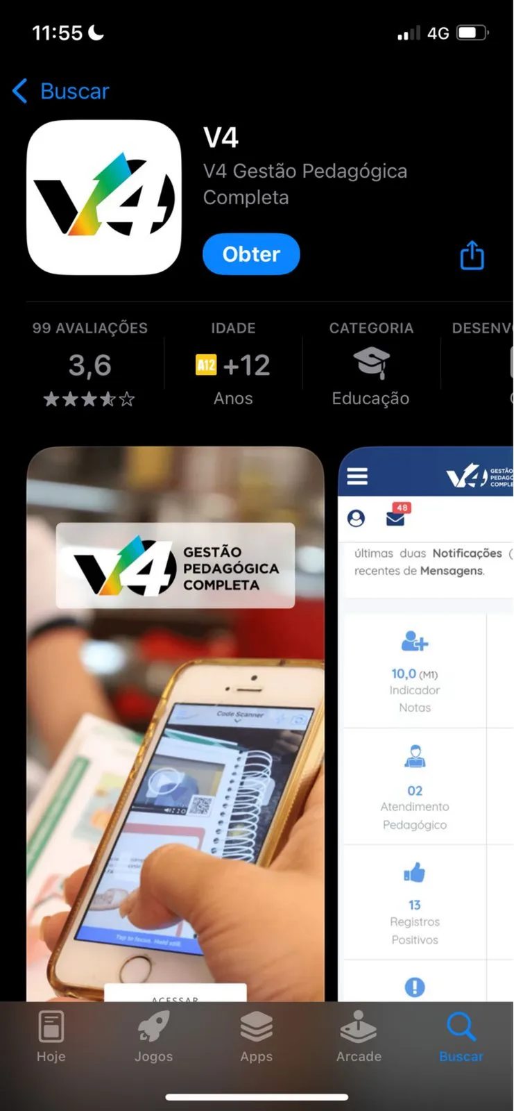 Identificação do aplicativo V4 — GGE na loja de aplicativos